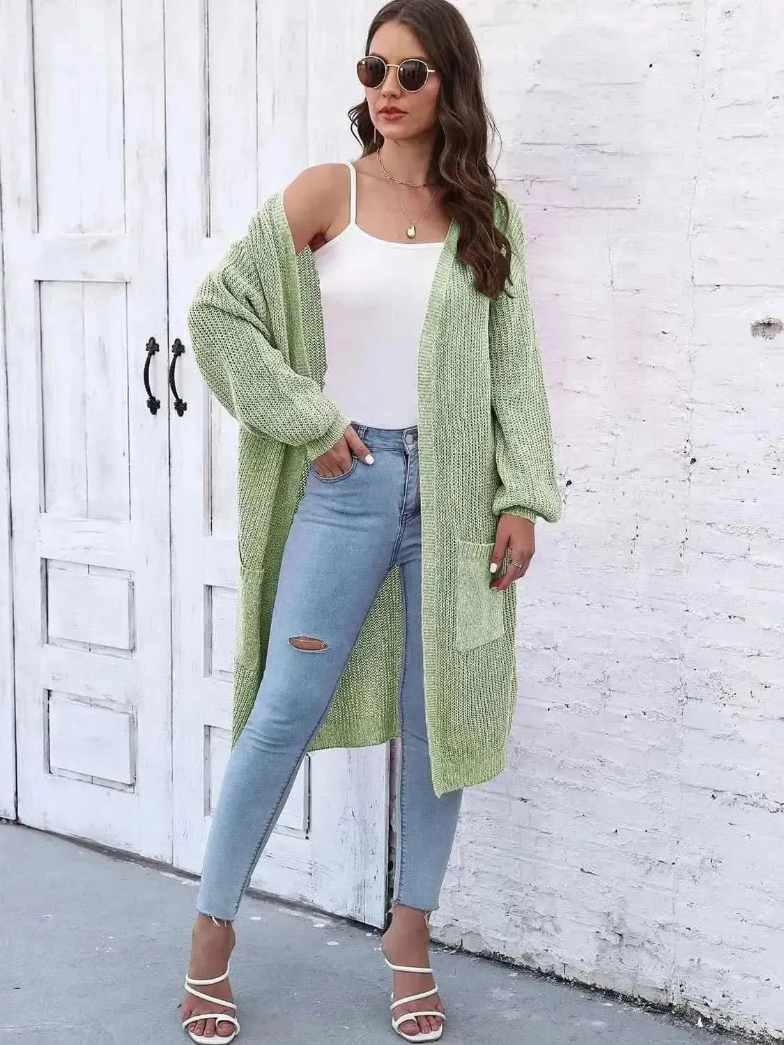 Open Front Longline Cardigan with Pockets - Bad Moms Club
