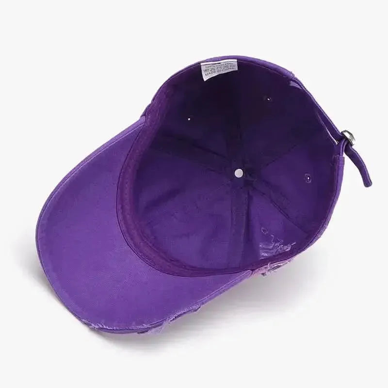Distressed Adjustable Cotton Baseball Cap - Bad Moms Club