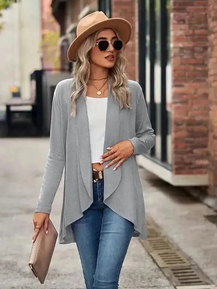 Open Front Long Sleeve Cardigan - Bad Moms Club