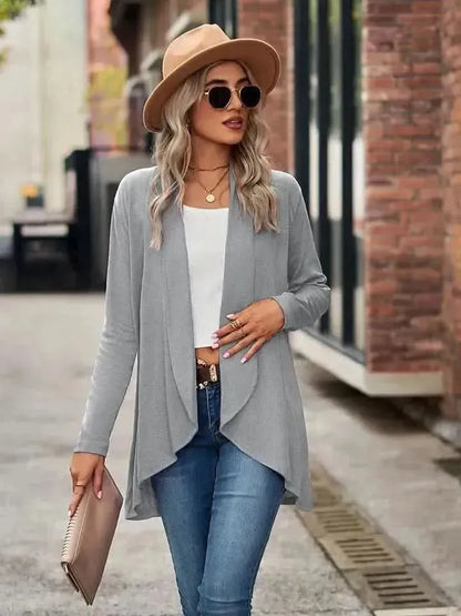 Open Front Long Sleeve Cardigan - Bad Moms Club
