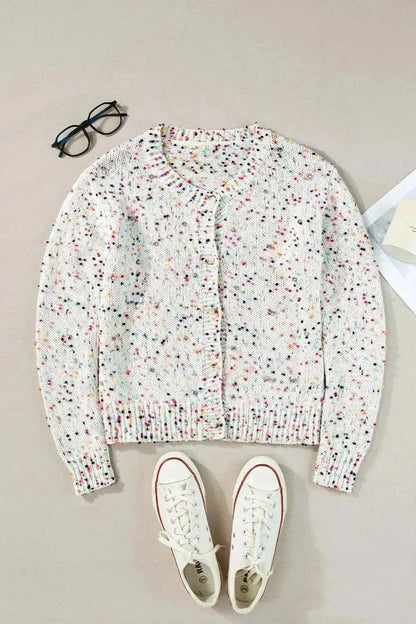 Confetti Button Up Long Sleeve Cardigan - Bad Moms Club