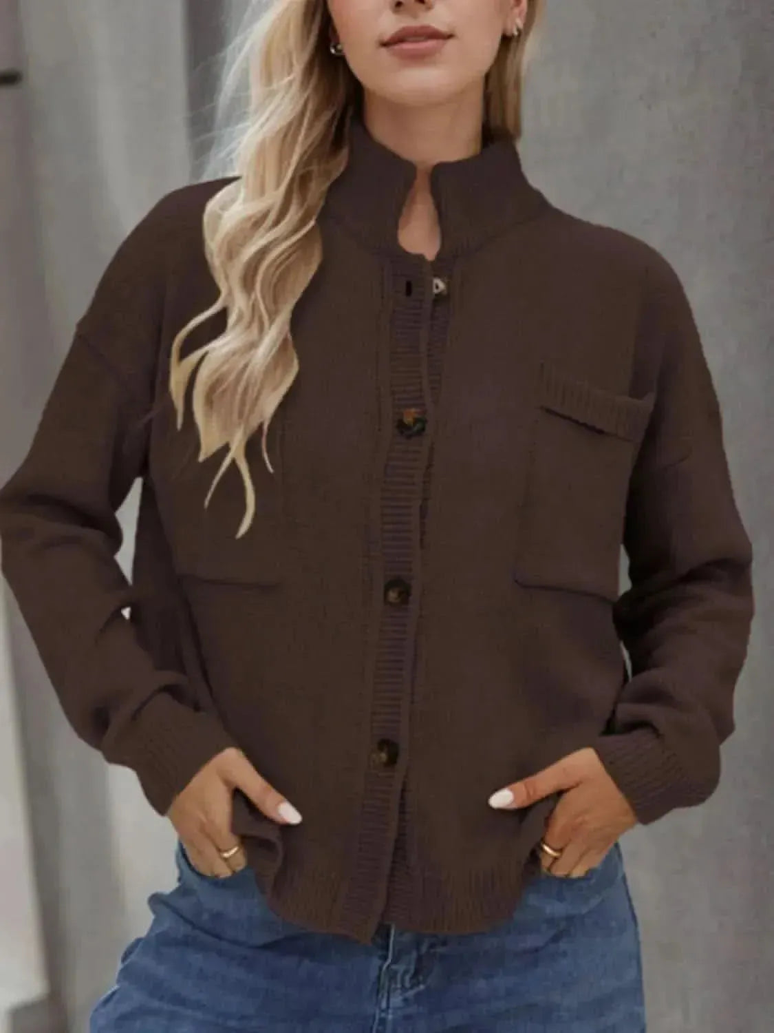 Button Up Long Sleeve Cardigan - Bad Moms Club