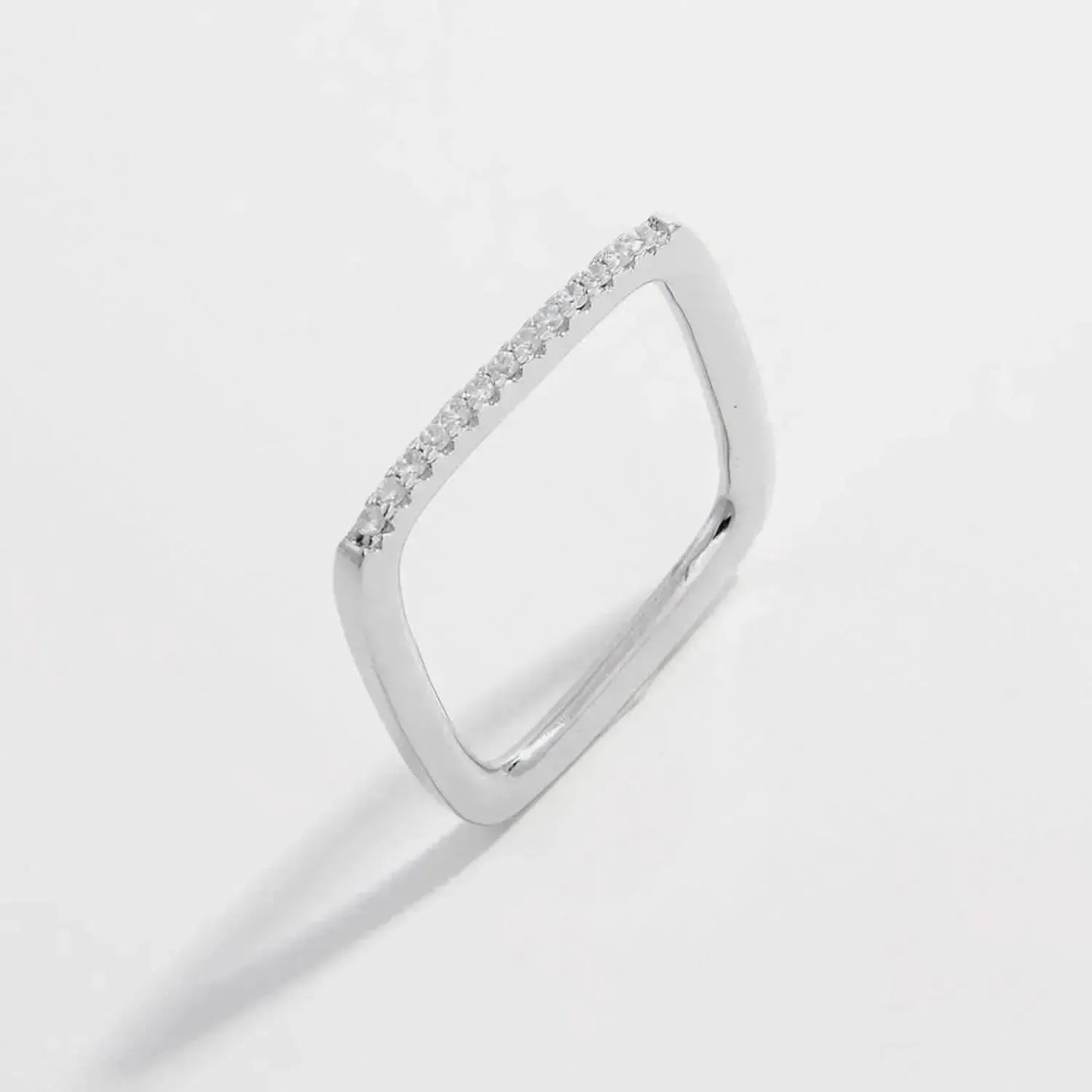 925 Sterling Silver Zircon Square Ring - Bad Moms Club