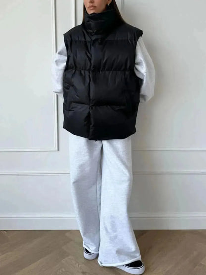 Zip Up Turtleneck Vest Coat - Bad Moms Club