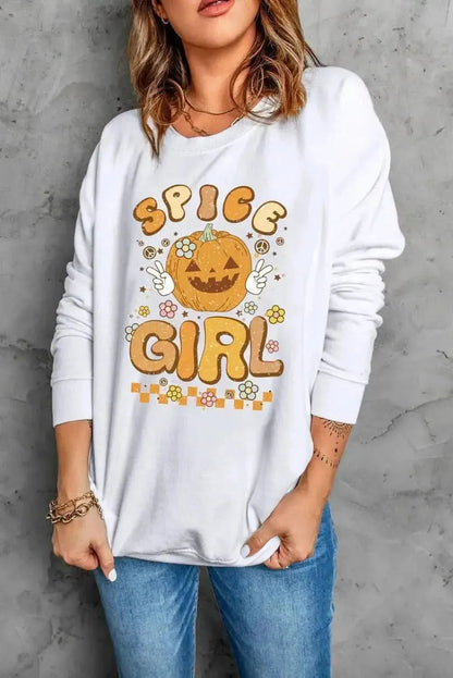 Round Neck Long Sleeve SPICE GIRL Graphic Sweatshirt - Bad Moms Club