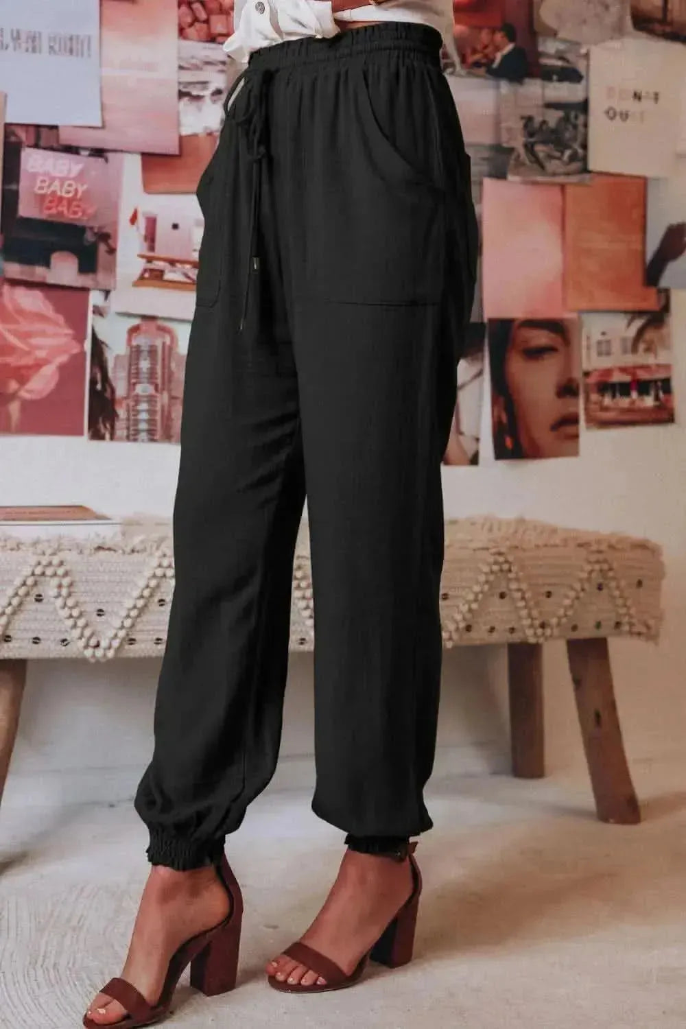 Tied Long Joggers with Pockets - Bad Moms Club