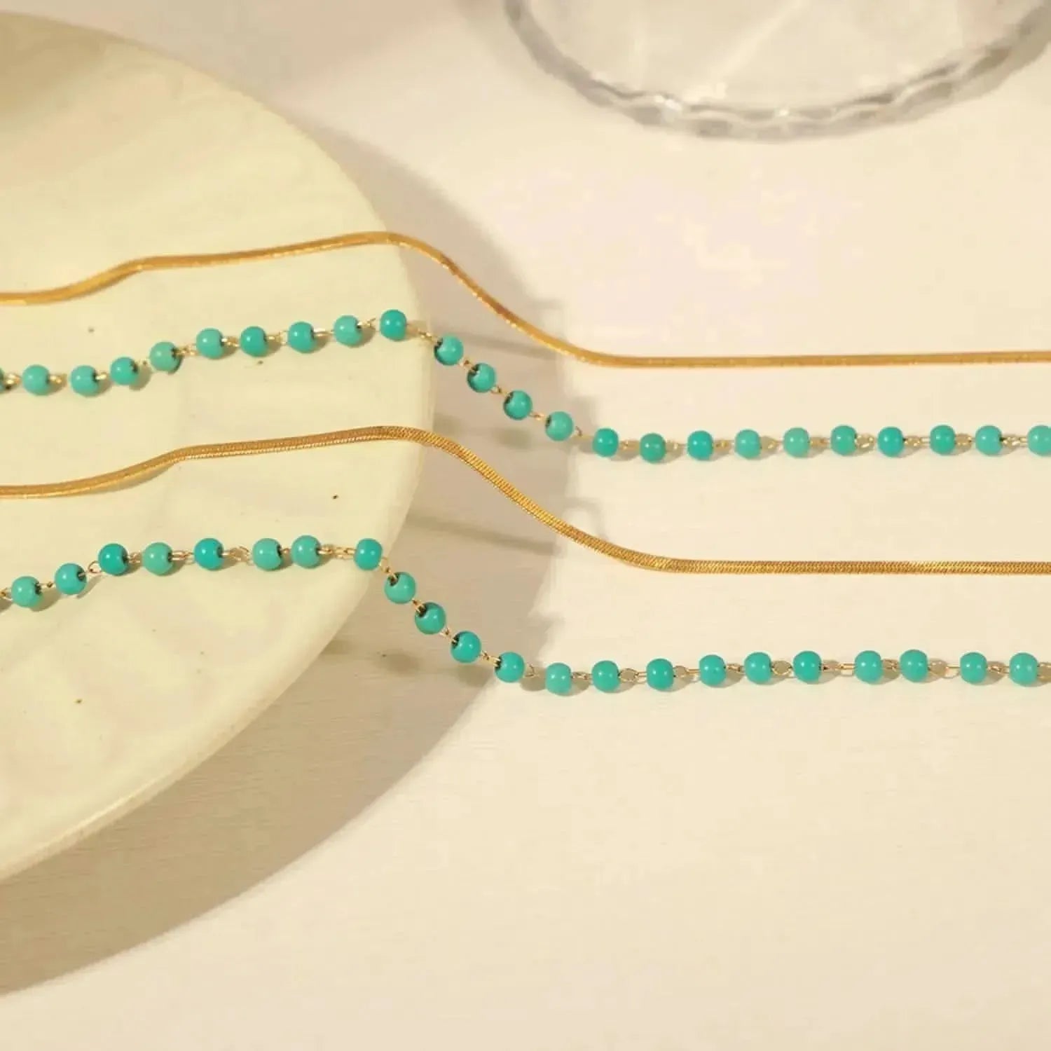 Turquoise Titanium Steel Double-Layered Necklace - Bad Moms Club