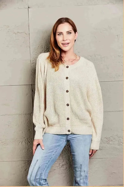 Button Down Rib-Knit Reversible Cardigan - Bad Moms Club