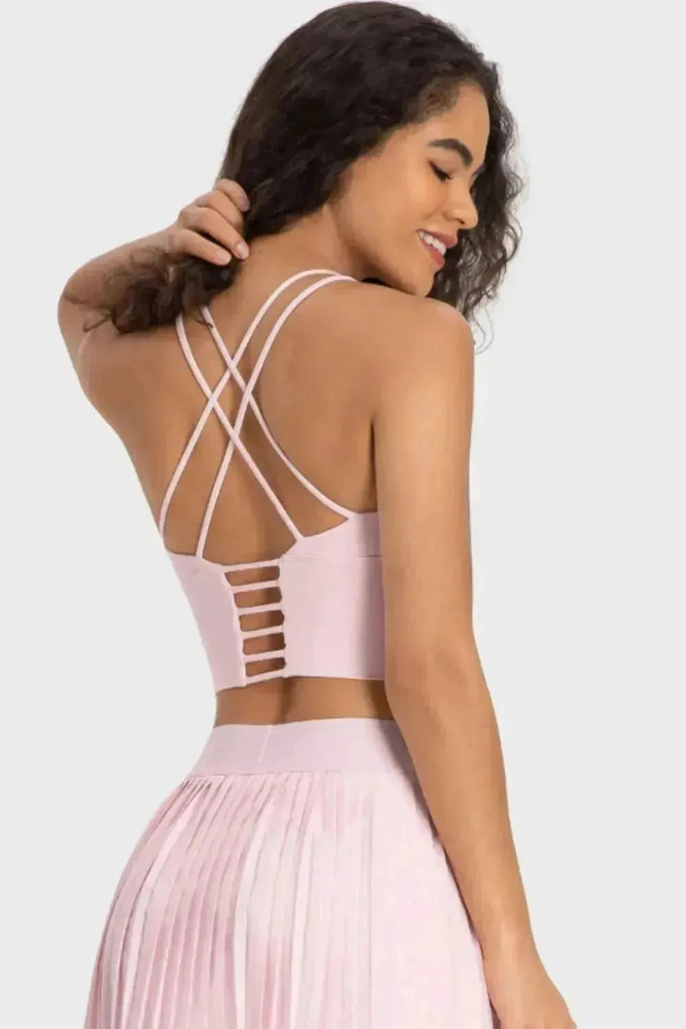 Crisscross Back Ladder Detail Sports Bra - Bad Moms Club