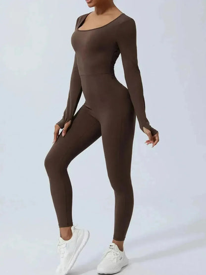 Twisted Backless Long Sleeve Jumpsuit - Bad Moms Club