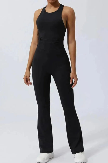 Crisscross Wide Strap Sleeveless Jumpsuit - Bad Moms Club