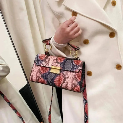 PU Leather Snakeskin Print Crossbody Bag - Bad Moms Club