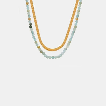 Beaded Titanium Steel Double-Layered Necklace - Bad Moms Club