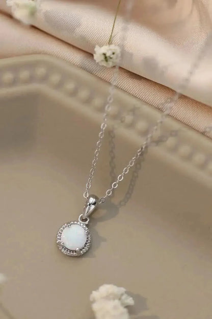 Opal Round Pendant Chain Necklace - Bad Moms Club