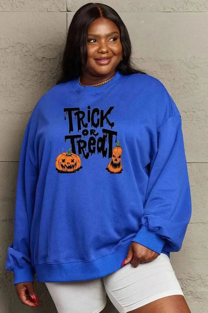 Simply Love Full Size TRICK OR TREAT Graphic Sweatshirt - Bad Moms Club