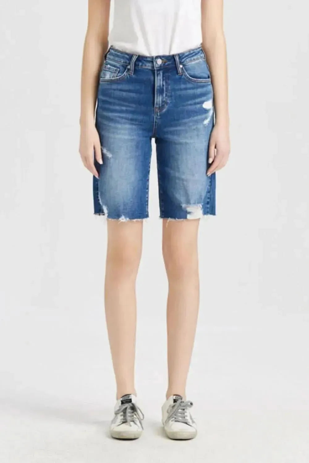 BAYEAS Full Size Super High Rise Denim Bermuda Shorts - Bad Moms Club