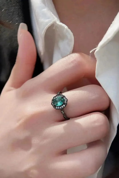 925 Sterling Silver Paraiba Blue Zircon 4-Prong Ring - Bad Moms Club