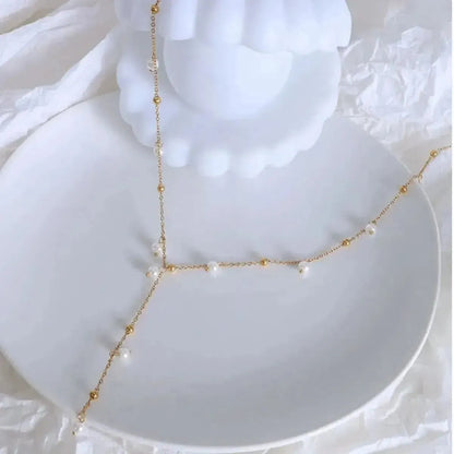 18K Gold-Plated Pearl Drop Necklace - Bad Moms Club