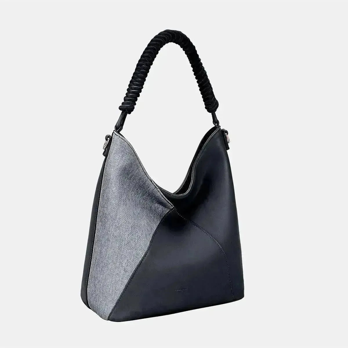 David Jones Woven Handle PU Leather Handbag - Bad Moms Club