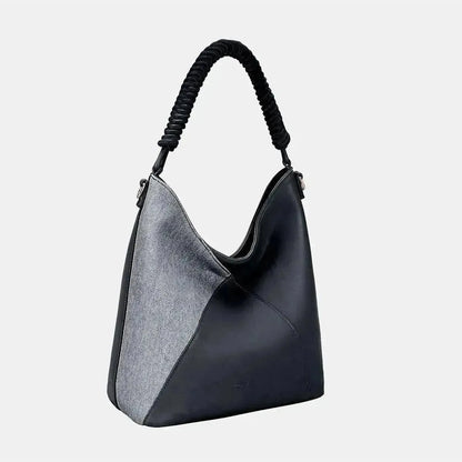 David Jones Woven Handle PU Leather Handbag - Bad Moms Club