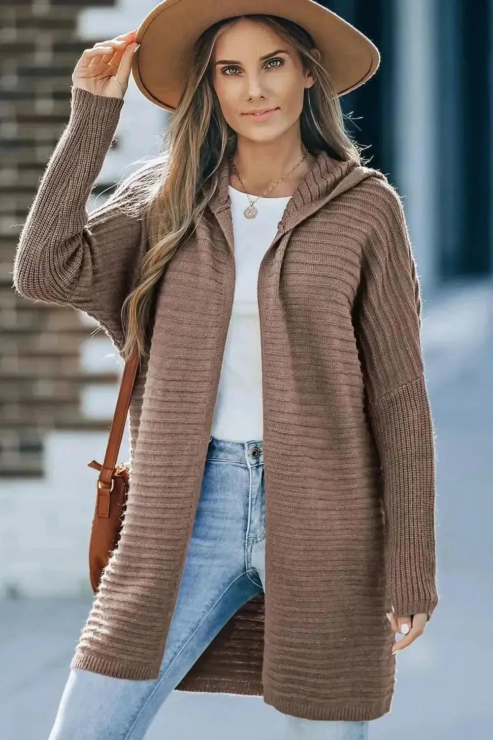 Open Front Longline Hooded Cardigan - Bad Moms Club