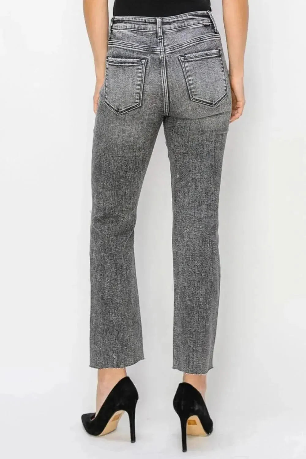 RISEN High Waist Distressed Straight Jeans - Bad Moms Club