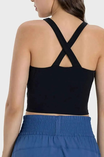Crisscross Grecian Neck Active Cami - Bad Moms Club