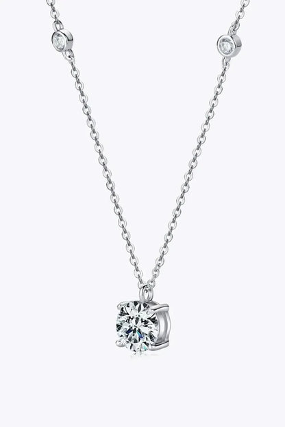 2 Carat Moissanite 4-Prong 925 Sterling Silver Necklace - Bad Moms Club
