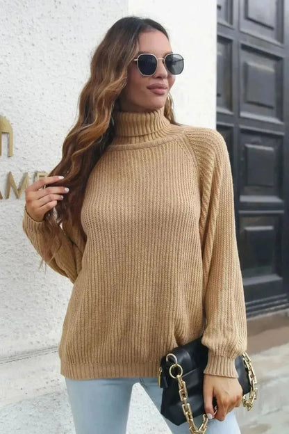 Turtleneck Rib-Knit Sweater - Bad Moms Club