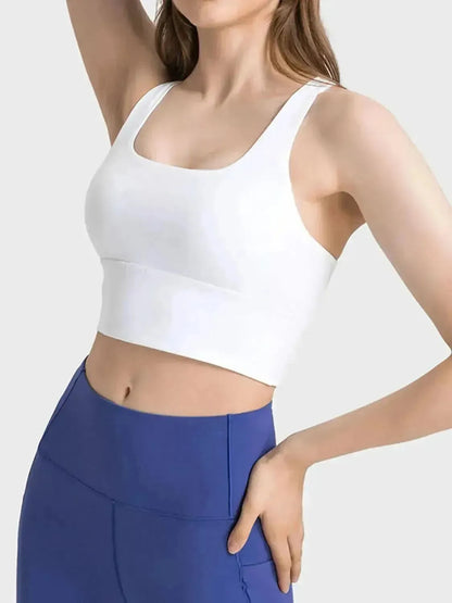 Scoop Neck Crisscross Straps Sports Bra - Bad Moms Club