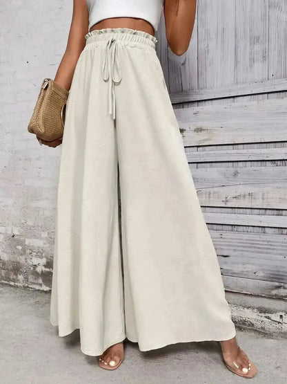 Honey Tied High Waist Wide Leg Pants - Bad Moms Club
