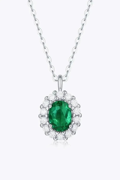 1.5 Carat Lab-Grown Emerald 925 Sterling Silver Necklace - Bad Moms Club