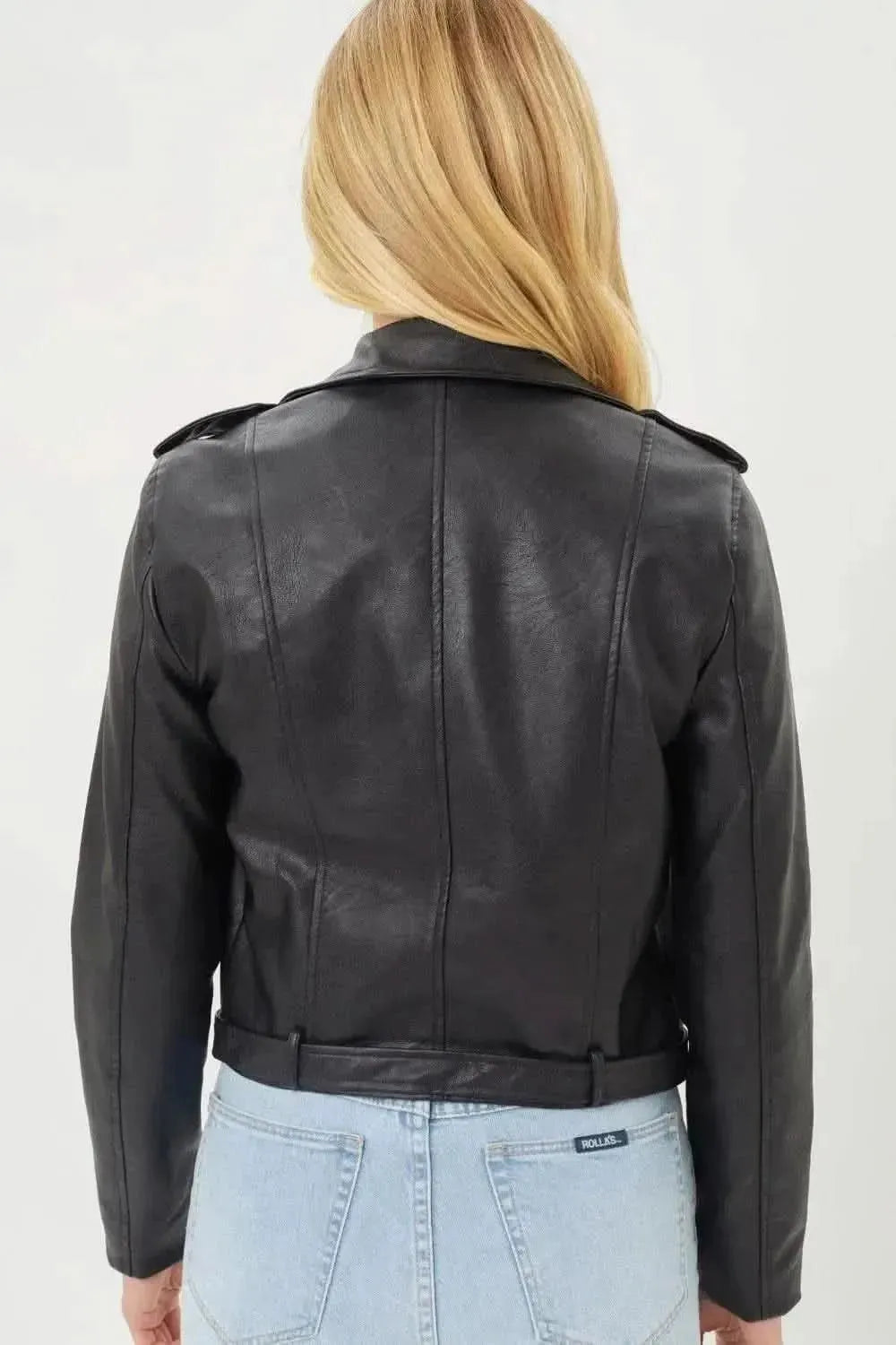 Faith Apparel Faux Leather Zip Up Biker Jacket - Bad Moms Club