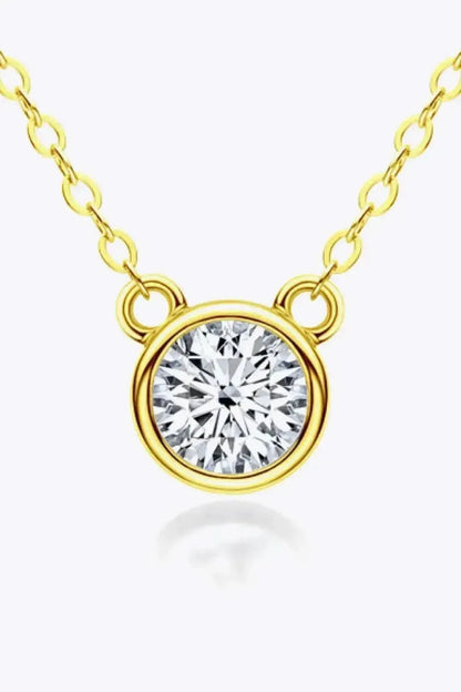 925 Sterling Silver 1 Carat Moissanite Round Pendant Necklace - Bad Moms Club