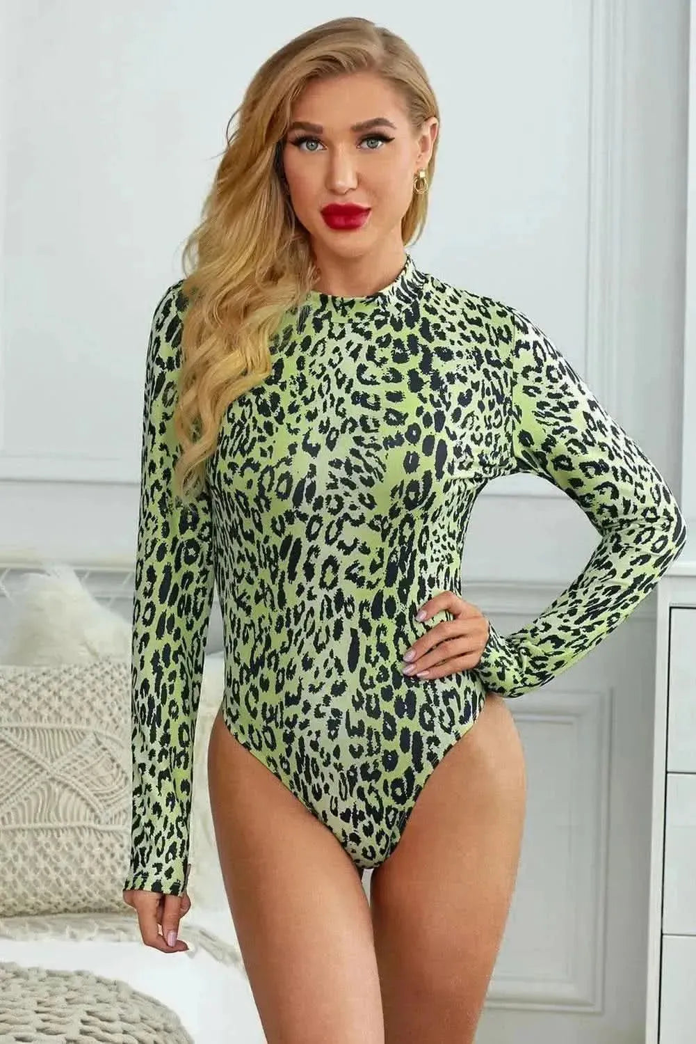 Mock Neck Leopard Bodysuit - Bad Moms Club