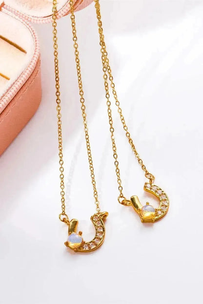 Horseshoe Shape Copper 14K Gold Plated Pendant Necklace - Bad Moms Club