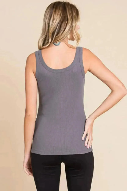 Culture Code Full Size Ribbed Scoop Neck Tank - Bad Moms Club