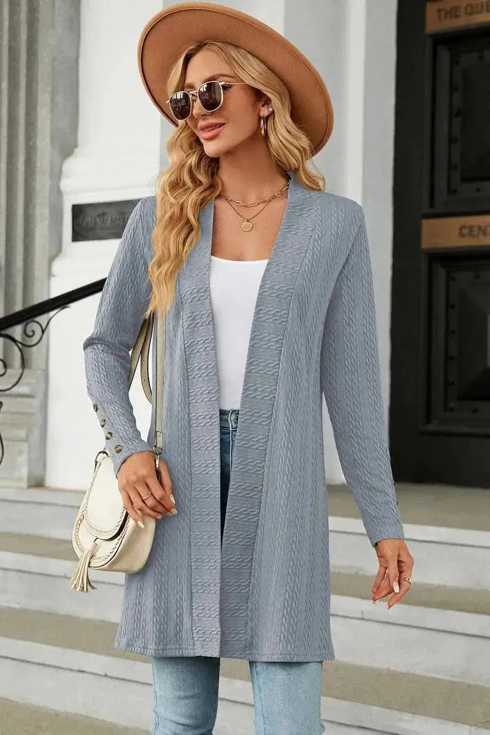 Open Front Long Sleeve Cardigan - Bad Moms Club