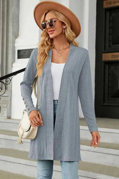 Open Front Long Sleeve Cardigan - Bad Moms Club