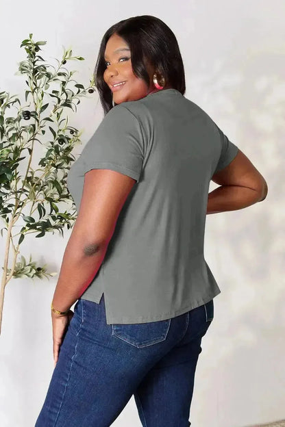 Basic Bae Full Size Round Neck Short Sleeve T-Shirt - Bad Moms Club