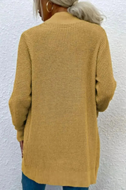 Open Front Rib-Knit Cardigan with Pockets - Bad Moms Club