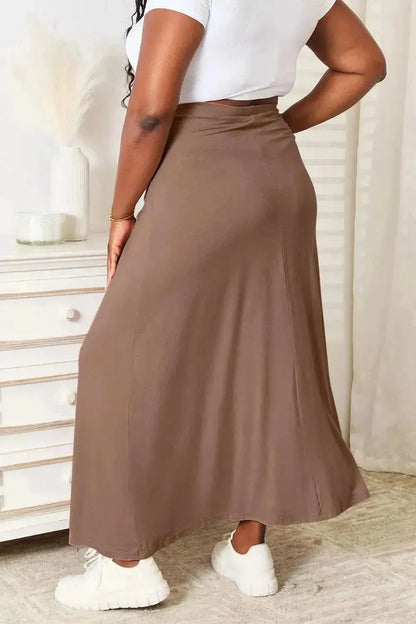 Double Take Full Size Soft Rayon Drawstring Waist Maxi Skirt - Bad Moms Club