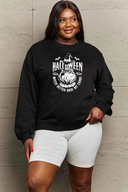 Simply Love Full Size Graphic Round Neck Sweatshirt - Bad Moms Club