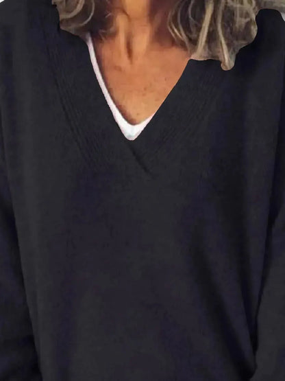 V-Neck Dropped Shoulder Sweater - Bad Moms Club