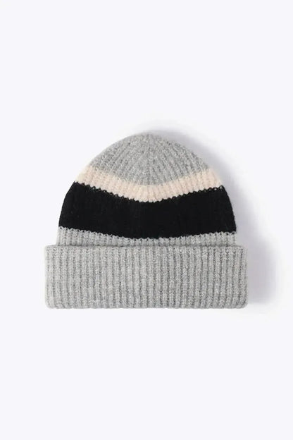 Tricolor Cuffed Knit Beanie - Bad Moms Club