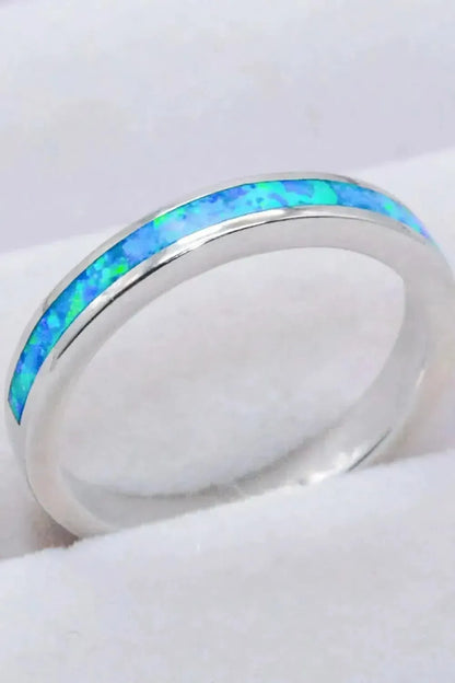 925 Sterling Silver Opal Ring in Sky Blue - Bad Moms Club
