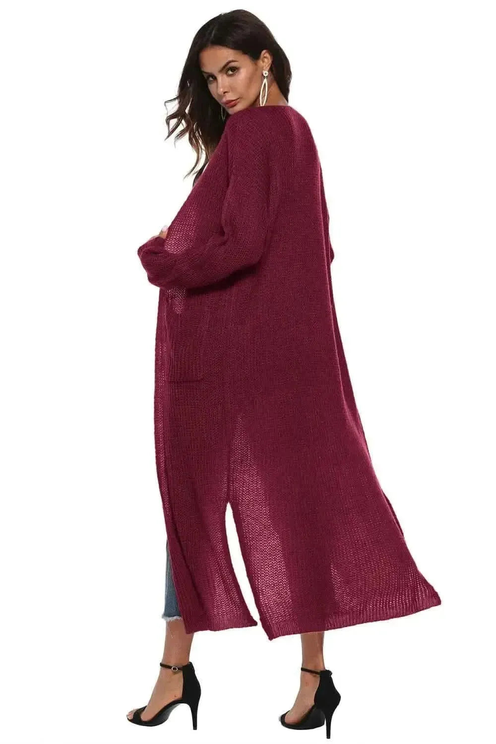 Long Sleeve Open Front Buttoned Cardigan - Bad Moms Club