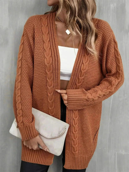 Warm Fall Mixed Knit Open Front Longline Cardigan - Bad Moms Club
