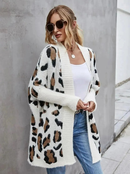 Leopard Pattern Fuzzy Cardigan - Bad Moms Club