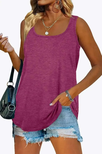 Curved Hem Square Neck Tank - Bad Moms Club